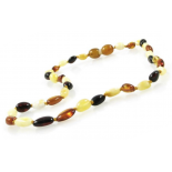 baltic amber necklace, oval beads, multi